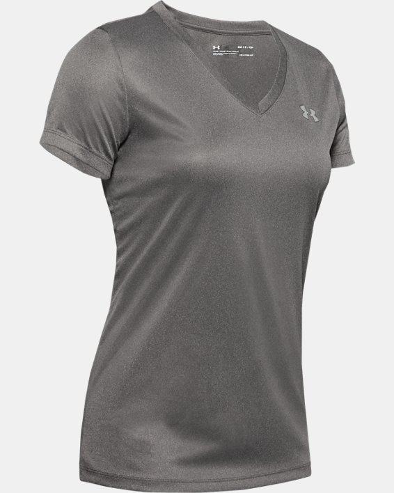 Women's UA Velocity V-Neck Short Sleeve, Gray, pdpMainDesktop image number 4